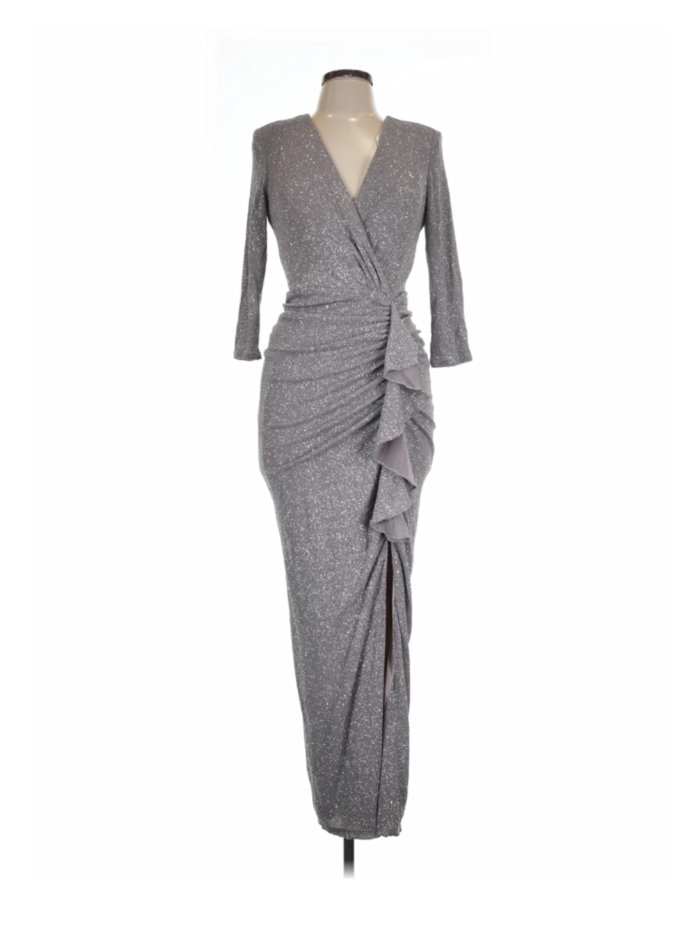 Sparkle Wrap Maxi Dress in Silver